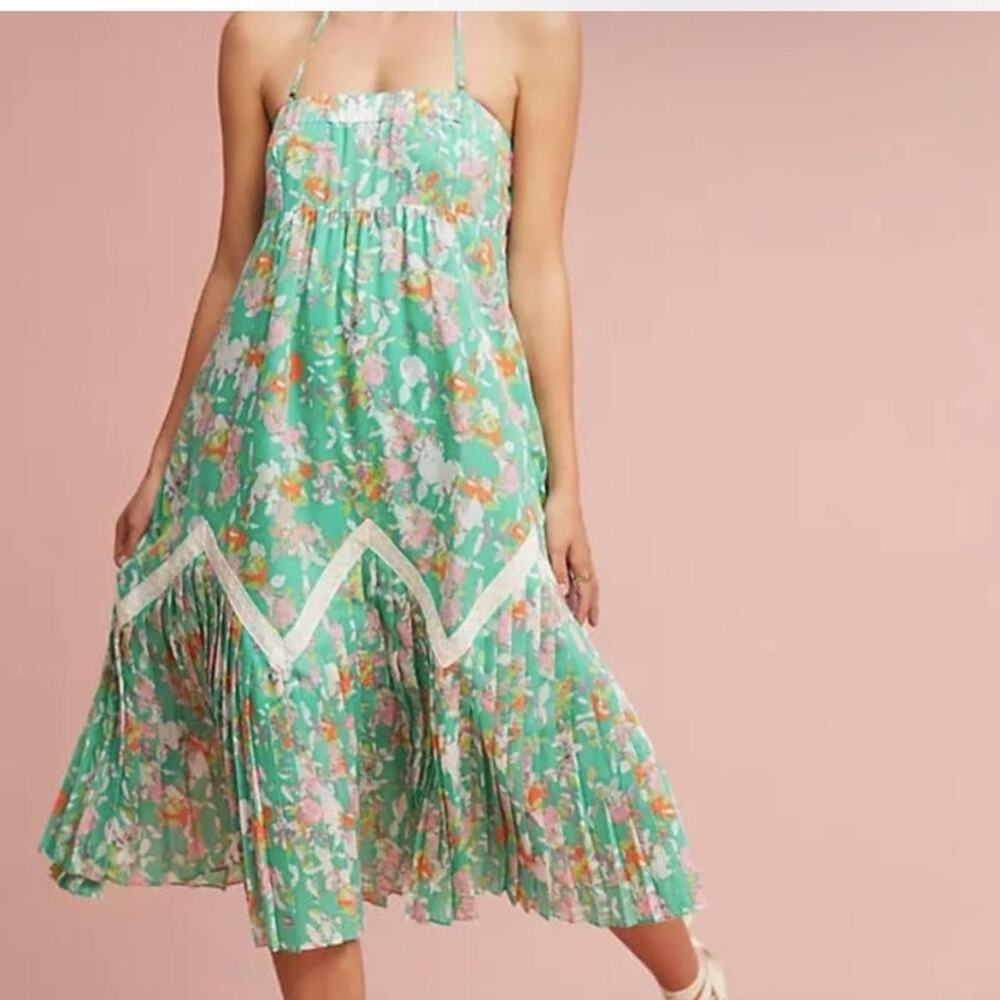 Anthropologie Maeve Women’s Strapless Midi Dress San Sebastian Size XS Floral